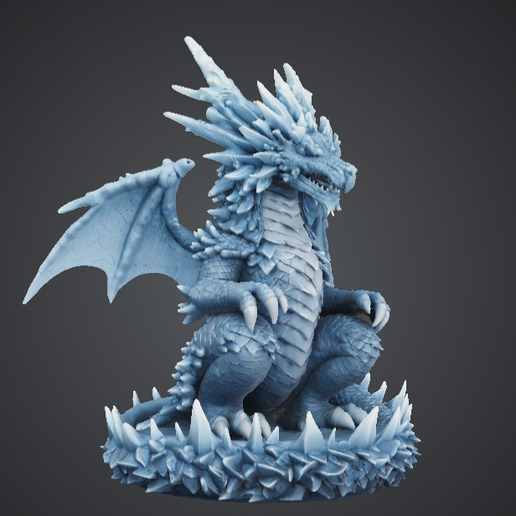 Frost Dragon Wyrmling on Ice Base – Crystal Ice Fantasy Dragon