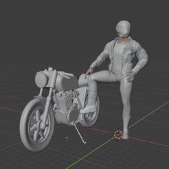 Moto2.jpg STL file Motorcyclist 2 standing with motorbike・3D print design to download