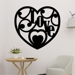 sample.jpg 3D file Heart Love 2D wall art・3D printer model to download