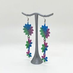 snowflake_earrings_pic1.jpg Archivo STL Pendientes colgantes copo de nieve・Diseño de impresora 3D para descargar