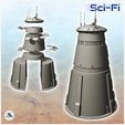 3.jpg Futuristic round cone tower with roof antennas and air vents (4) - Future Sci-Fi SF Post apocalyptic Tabletop Scifi Wargaming Planetary exploration RPG Terrain