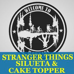 STRANGER THINGS SILUETA & CAKE TOPPER Archivo STL Stranger Things - Silhouette & Cake Topper - Silueta - 3 modelos・Objeto para impresora 3D para descargar