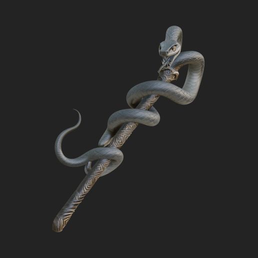 Coiled Snake Staff Model Design 3 - 3D Print Model