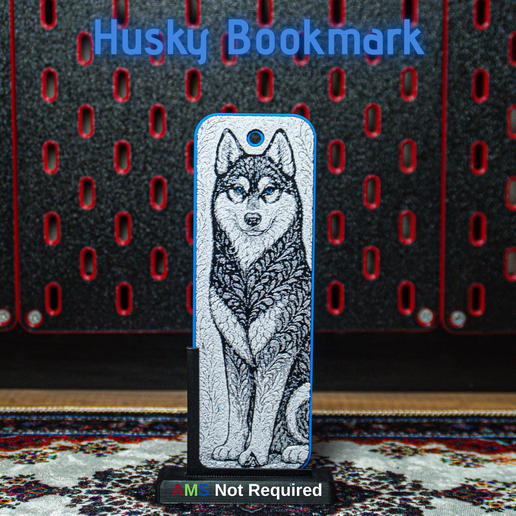 Ornamental Dog (Husky) - Hueforge Bookmark