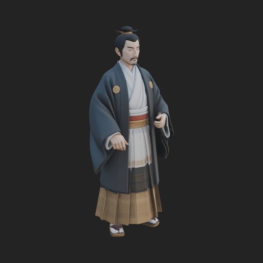 Kimono Merchant Man Statue Design 5 - 3D Print Model