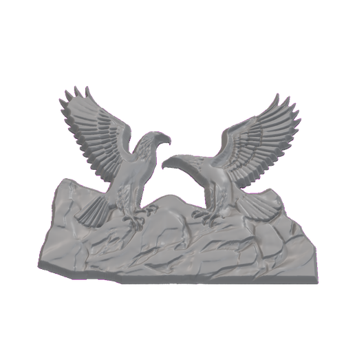 Bald Eagles Landing on Rocky Cliff Base Relief STL