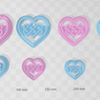150 mm 100 mm 50mm Omm 50mm 100 mm 150 mm 200 mm 250 mm 300 mm Celtic Heart 1 & 2 Knot Clay Cutter - STL Digital File Download- 8 sizes and 2 Cutter Versions