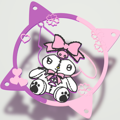 fan-sanrio-2.png Fichier STL Kuromi And My Melody Fan Grill・Objet pour imprimante 3D à télécharger