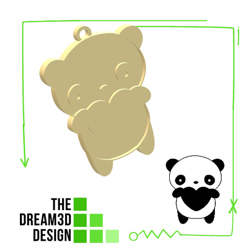 PANDA IN LOVE KEYCHAIN / KEYCHAIN/ PENDANT 3D model
