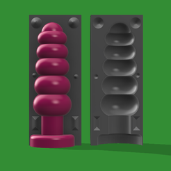 Model-and-Mold.png Fichier STL gratuit Stack of Rings Butt Plug et moule en deux parties (32mm - 40mm de diamètre)・Plan imprimable en 3D à télécharger