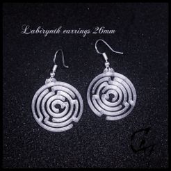Labirynth earrings_26.jpg Archivo STL gratis Laberinto pendiente / collar 26mm - GRATIS・Objeto para impresora 3D para descargar