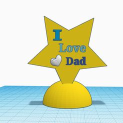 Star-I-love-you-Dad-Statue.jpg 3D file Star Trophy I love Dad and heart・3D printer model to download