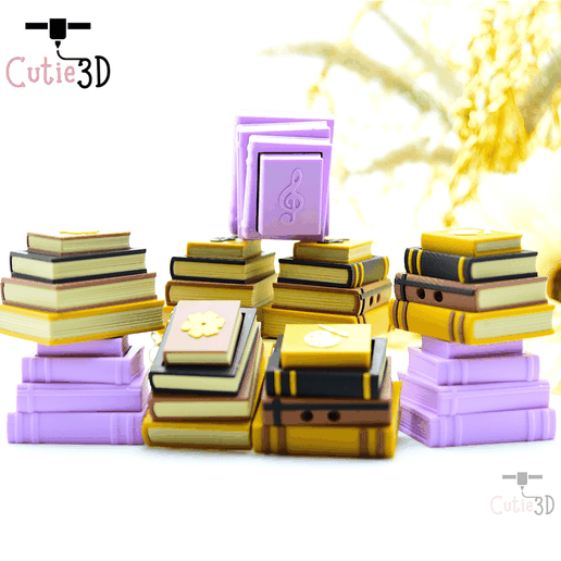 📚 Cutie3D Playful Stacked Books Set of Clicker Keychains - Cute ...