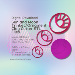 Cover-7.png Clay Cutter STL File Large Sun and Moon Trinket/Ornament  - Digital File Download- 6 sizes and 2 Cutter Versions, cookie cutter