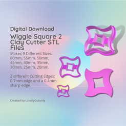 Cover-7.png Archivo 3D Cortador de arcilla Wiggle Square 2 - Mid Century Modern STL Digital File Download- 9 tamaños y 2 versiones de cortador Pendientes, colgante, pasador・Diseño imprimible en 3D para descargar
