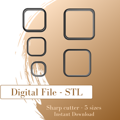 1.png Rounded square cutter set, 5 sizes