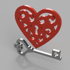 corazon.png Archivo 3MF gratis Colgante Corazon y llave・Modelo para descargar y imprimir en 3D
