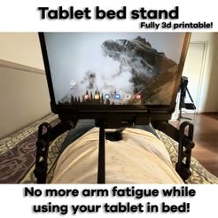tablet-listing-cover-photo.jpg 3D file RESTDECK, A BED STAND FOR YOUR TABLET. FULLY 3D PRINTABLE, NO THIRD-PARTY PARTS!・3D print object to download