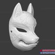 Kitsune_Fox_Mask_3D_print_file_09.jpg Japanese Fox Mask Demon Kitsune Cosplay Mask, Helmet 3D Print Model