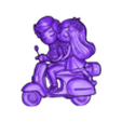 Cute Cartoon Couple Riding Scooter 3D Model (2).obj Casal bonito do desenho animado que monta a scooter modelo 3D