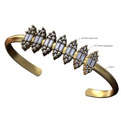 Bag-cluster-chamfred-cuff-bracelet-sizeS-00.jpg STL file Baguettes clusters motifs cuff bracelet Size S 3D print model・3D print design to download, RachidSW