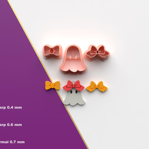 Polymer Clay Cutter Spooky Bow : 6 Size - 3 Cut Version : Halloween Cutter : STL file for 3D printing