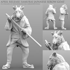 Samurai Japanese Serow Goat Patreon Release 2.jpg STL file Samurai Japanese Serow Goat・3D printer design to download, LabradoriteWolf
