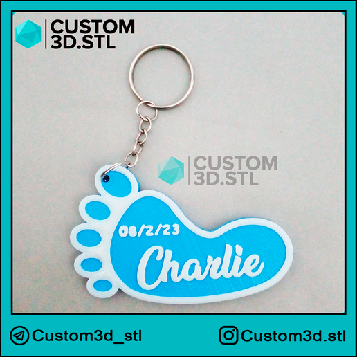 PIE.png personalized baby foot keychain / llalavero pie de bebe personalizado