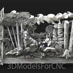 1.png 3D file 3D Model STL File for CNC Router Laser & 3D Printer Foxes in the Forest 2・3D printing model to download