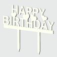 happy_birthday_cake.jpg Happy birthday table décoration and cake decoration : 4x 3d models
