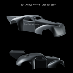 1941 Willys ProMod - Drag car body Fichier STL 1941 Willys ProMod - Carrosserie de voiture de dragster・Plan à imprimer en 3D à télécharger, ditomaso147