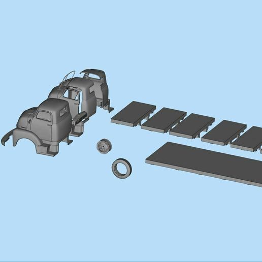 2.jpg STL files Hauler Cab Over Engine longbed flatbed Camião