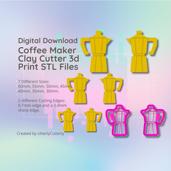 Cover-11.png Coffee Maker Clay Cutter - STL Digital File Download- 7 sizes and 2 Cutter Versions