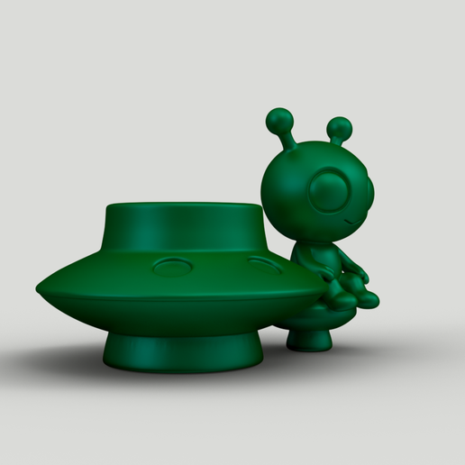 👽 Cute Alien UFO Pen Holder - 3D Printable Planter Pot STL・ STL File ...