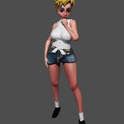 chica anime pelo corto pensativa .jpg Archivo STL Chica Anime pelo corto pensativa・Objeto de impresión 3D para descargar
