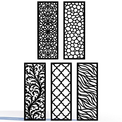 Decorative Wall Panels Set – CNC Laser Cut Panels – Modern Wall Art STL Collection