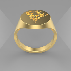 Lion Heart.png Файл 3D Lion Heart Signet Ring・3D-печать дизайна для загрузки