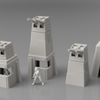 Towers-v7.png STL file Turret Towers - Figurines not included・Model to download and 3D print