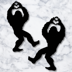 project_20230915_1124267-01.png STL file funny bigfoot earrings bigfoot heart necklace i love bigfoot・3D printable model to download