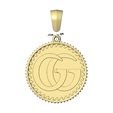 GG-Pendant-Notched-pattern-coin-07.jpg Pendant GG fashion brand coin with bail 3D print model