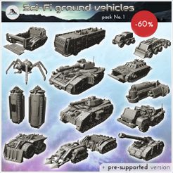 WB-VE-P04-Sci-Fi-ground-vehicles-No.-1.jpg Fichier 3D Véhicules terrestres de science-fiction No. 1 - Future Sci-Fi SF Post apocalyptique Tabletop Scifi Wargaming Planetary exploration RPG Terrain・Modèle à télécharger et à imprimer en 3D