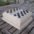 checkers-1.jpg Fancy old box with checkers / chess board