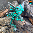 15.png Armored Spike Dragon, Powerful Four Winged Dragon, Flexible, Print In Place, Cinderwing3D
