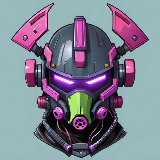 futuristic helmet with glowing eyes. 3D model