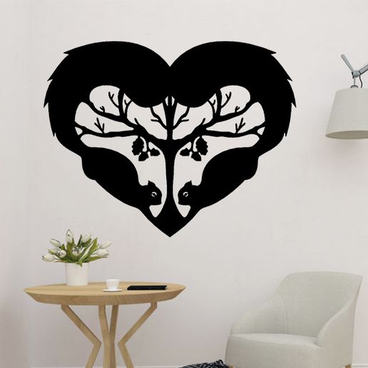 Heart With Two Squirrels 2D Decor - 3D model önizlemesi