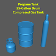 Propane Tank 55-Gallon Drum Compresed Gas Tank Marvel Crisis Protocol Bases, Debris, and Terrain - pack 2
