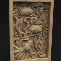 Decorative_panel_KEY.jpg Télécharger fichier OBJ gratuit Modèle 3D d'un poisson panneau décoratif • Design pour imprimante 3D, DavidG7