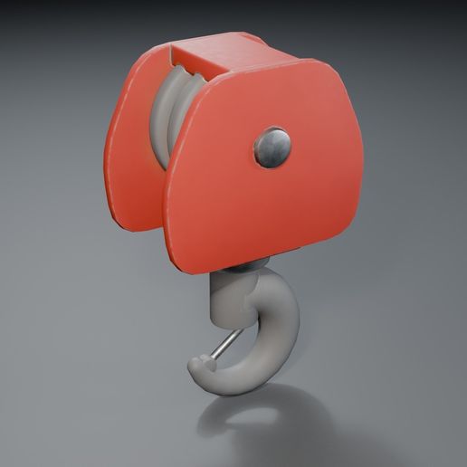 Crane Hook Block 3 Sheave with Safety Latch - 3D Printable STL