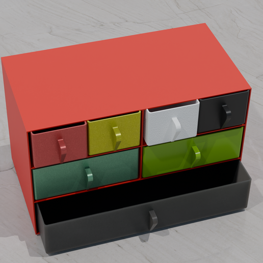 Orgaizer, colorful drawers, storage.