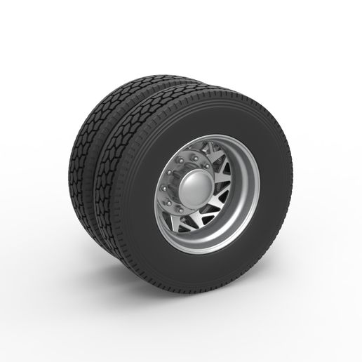 Rear custom wheel of semi truck Version 14 (1:25 Scale)